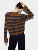 Merino Cashmere Stripe Jumper | Brown