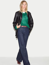 Mohair Relaxed V Neck Jumper | Green