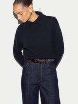 Wool Cashmere Split Jumper | Navy