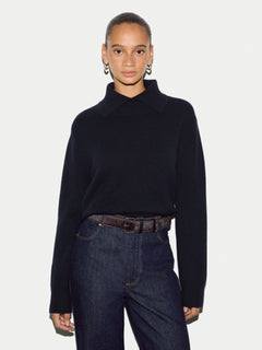 Wool Cashmere Split Jumper | Navy