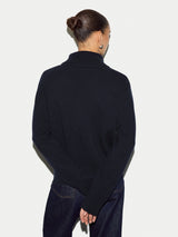 Wool Cashmere Split Jumper | Navy