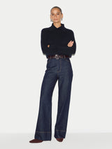 Wool Cashmere Split Jumper | Navy