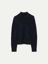 Wool Cashmere Split Jumper | Navy