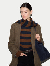 Merino Cashmere Stripe Scarf | Brown