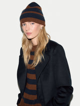 Merino Cashmere Stripe Hat | Brown