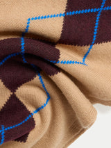 Wool Cashmere Argyle Scarf | Camel