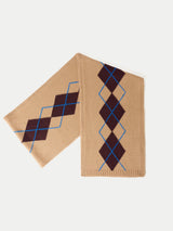 Wool Cashmere Argyle Scarf | Camel