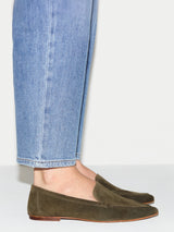 Soft Suede Pointed Loafer | Khaki