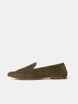 Soft Suede Pointed Loafer | Khaki