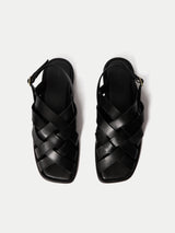 Woven Leather Fishermans Sandal | Black