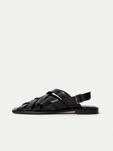 Woven Leather Fishermans Sandal | Black
