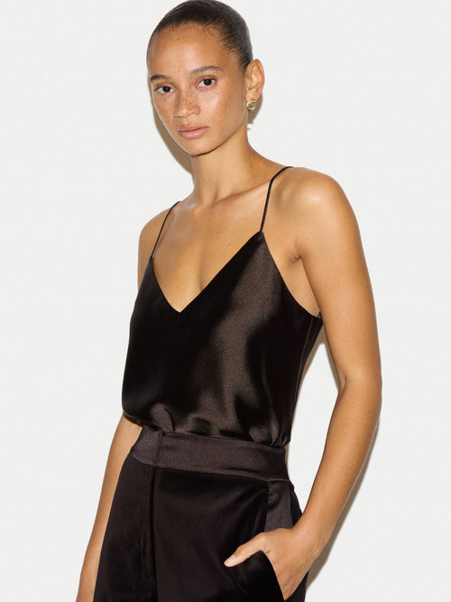 Satin Drape Cami | Brown