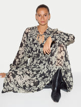 Camellia Floral Midi Dress | Black