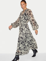 Camellia Floral Midi Dress | Black