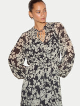 Camellia Floral Midi Dress | Black