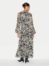 Camellia Floral Midi Dress | Black