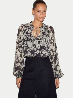 Camellia Floral Top | Black