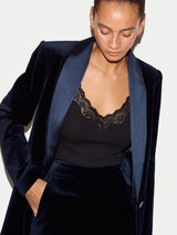 Velvet Shawl Collar Jacket | Navy
