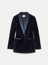 Velvet Shawl Collar Jacket | Navy
