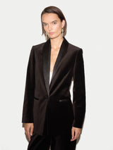 Velvet Shawl Collar Jacket | Brown