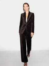 Velvet Shawl Collar Jacket | Brown