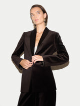 Velvet Shawl Collar Jacket | Brown