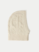 Wool Cashmere Cable Hooded Snood | Cream