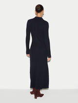 Ribbed Polo Collar Knitted Dress | Navy