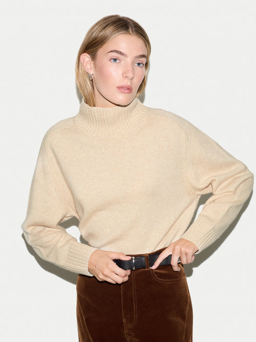 Wool Cashmere Turtle Jumper | Cream