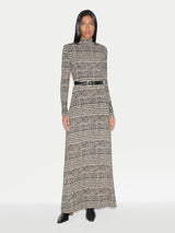 Check Shoulder Pad Dress | Brown