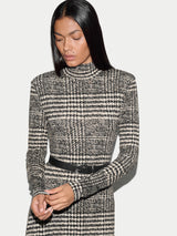 Check Shoulder Pad Dress | Brown