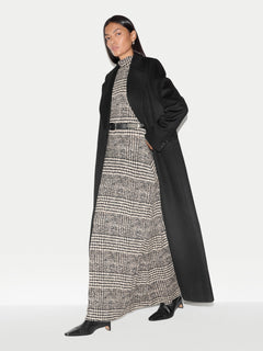 Check Shoulder Pad Dress | Brown