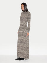 Check Shoulder Pad Dress | Brown