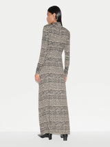 Check Shoulder Pad Dress | Brown