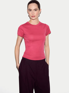 Cotton Fitted T-shirt | Pink