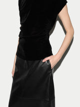 Velvet Ruched Top | Black