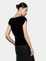 Velvet Ruched Top | Black