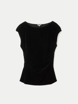 Velvet Ruched Top | Black