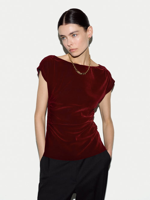 Velvet Ruched Top | Dark Red
