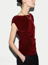 Velvet Ruched Top | Dark Red