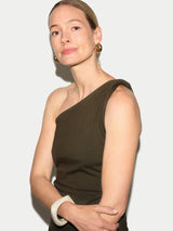 One Shoulder Jersey Dress | Khaki
