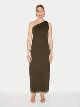 One Shoulder Jersey Dress | Khaki