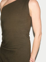One Shoulder Jersey Dress | Khaki