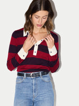 Fine Merino Stripe Polo Shirt | Red