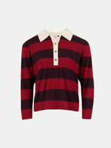 Fine Merino Stripe Polo Shirt | Red