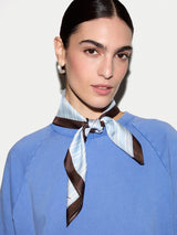 Stripe Silk Twill Scarf | Blue