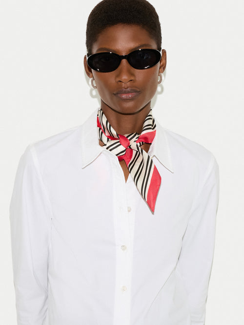 Stripe Silk Twill Scarf | Ivory
