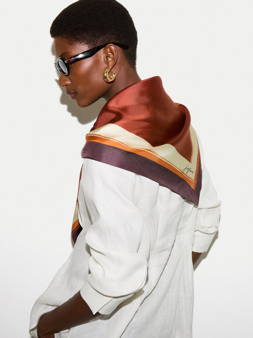 Iris Silk Twill Scarf | Orange