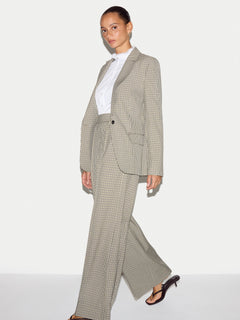 Check Wide Leg Trouser | Olive