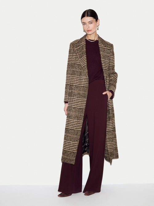 Italian Wool Check City Coat | Brown